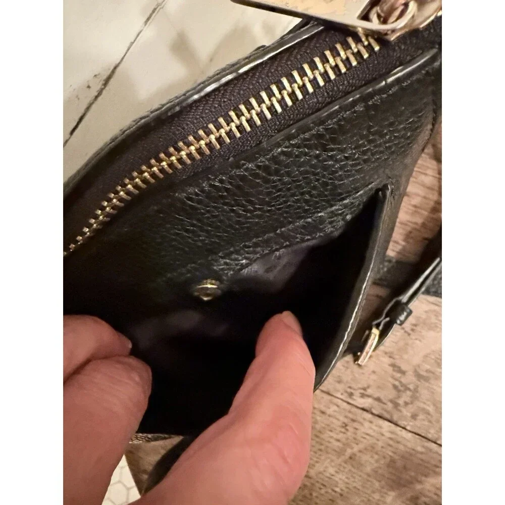MICHAEL KORS Julia Women MK MD Messenger Bag Purse Black Leather Gold 38H8XJQM2L